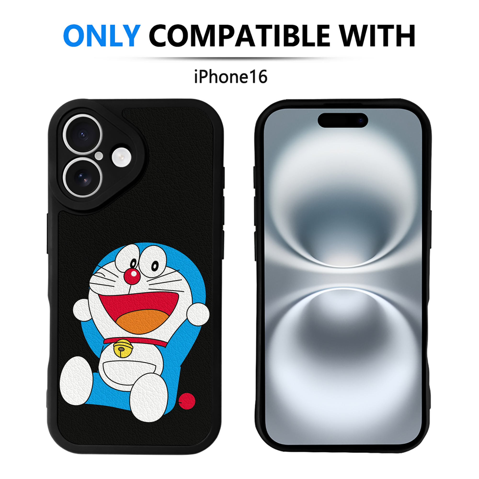 （画像用） ドラえもん Doraemon 【iPhone 16シリーズ対応】シリコンスマホケース（レザー調） 材質：シリコン